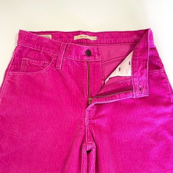 Levi’s Baggy Dad Corduroy Pants Mid Rise Loose Straight Leg Rose Violet Pink 25 - Picture 11 of 16